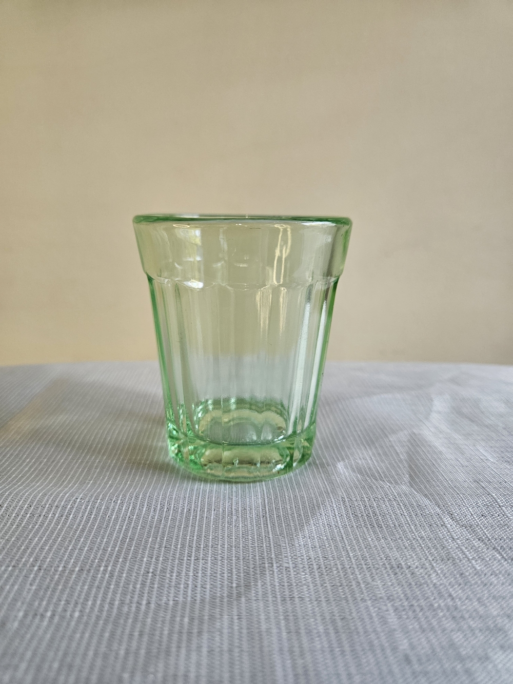 Vintage Green Flutedβ Glass Tumbler Tapered Retro Juice Glass